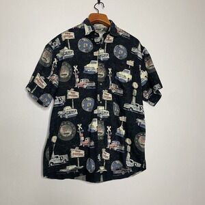 Bit and Bridle Outfitters Button Shirt Mens Short Sleeve Classic Trucks‎ Size M